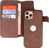 Bestcases - iPhone 12 - iPhone 12 Pro - Étui en cuir amovible 2-en-1 - Étui pour téléphone Book Case - Mocca