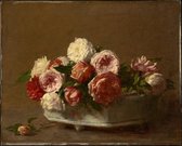 Kunst: Roses In A Porcelain Planter C. 1875-1900 van Victoria Dobourg. Schilderij op aluminium, formaat is 60x90 CM