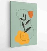 Botanical wall art vector set. Earth tone boho foliage line art drawing with abstract shape. 2 - Moderne schilderijen – Vertical – 1831787014 - 40-30 Vertical