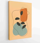 Botanical wall art vector set. Earth tone boho foliage line art drawing with abstract shape. 4 - Moderne schilderijen – Vertical – 1831787014 - 40-30 Vertical
