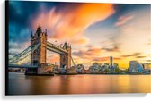 Canvas  - Skyline met Tower Bridge in Londen - 90x60cm Foto op Canvas Schilderij (Wanddecoratie op Canvas)