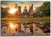 Dibond - Wat Maha That Tempel - Thailand - 40x30cm Foto op Aluminium (Met Ophangsysteem)