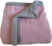 Extra grote handgemaakte woondeken of plaid roze corduroy 220 x 145 cm