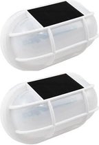 Solar wand schutting schuur muur lamp wit zonne-energie 2 stuks