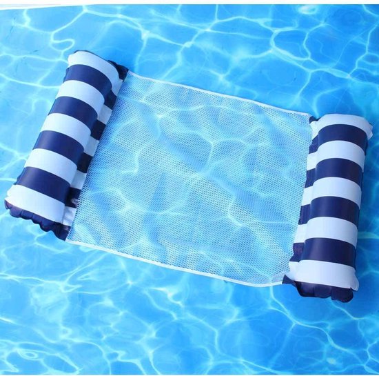 Waterhangmat - Luchtbed Zwembad - Luchtmatras opblaasbaar - Donker Blauw - Zwembad/Strand - Waterspeelgoed - Vakantie