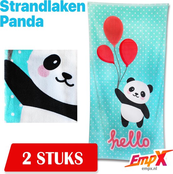 2x Panda Hello Ballons - Serviette de plage - 70 x 140 cm - Tissu éponge  Serviettes de... | bol.com