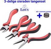 Tangenset - Hobbytangen- Om Sieraden Te Maken- 3 Delig - Inclusief Jump Ring Opener- Met Fijne Grip - Lovv®