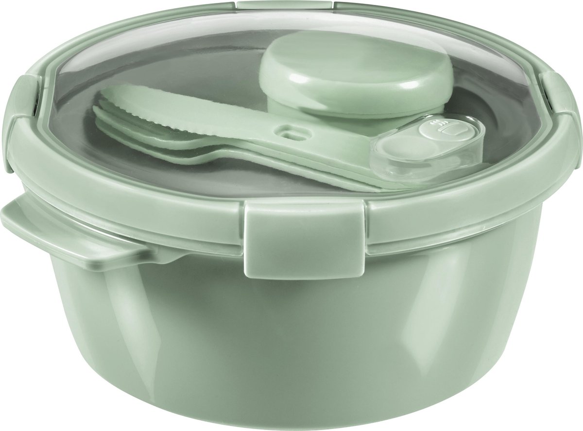 Curver Smart To Go Eco Lunchset 1,6L + Bestekset + Sauscup - Eco groen