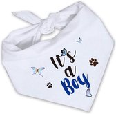 Honden bandana wit met de tekst It's a Boy - geboorte - babyshower - bandana - hond