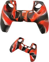Silicone Hoes / Skin voor Playstation 5 - PS5 Controller Rood Wit Zwart