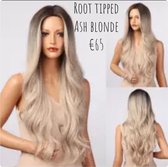 Pruik Wig 100%Monofibrehair net echt haar lichtgewicht Root tipped Ash Blonde