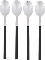 Dessert lepel - Roestvrijstaal - ABS - handvat / Zwart - Kunststof - 4 stuks
