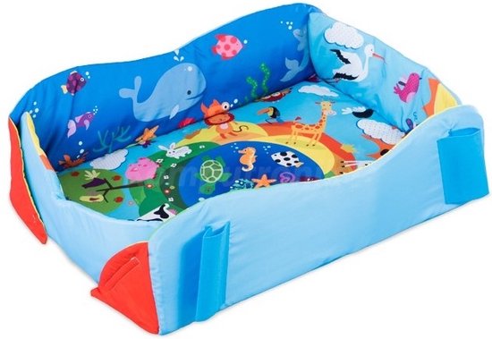 Lionelo Anika Plus 2-in-1 Babygym & Speelkleed – Met Verhoogde Randen (Boxfunctie) – Inclusief Tummy Time Kussen, Interactief Boekje & 5 Speeltjes – 115x110 cm