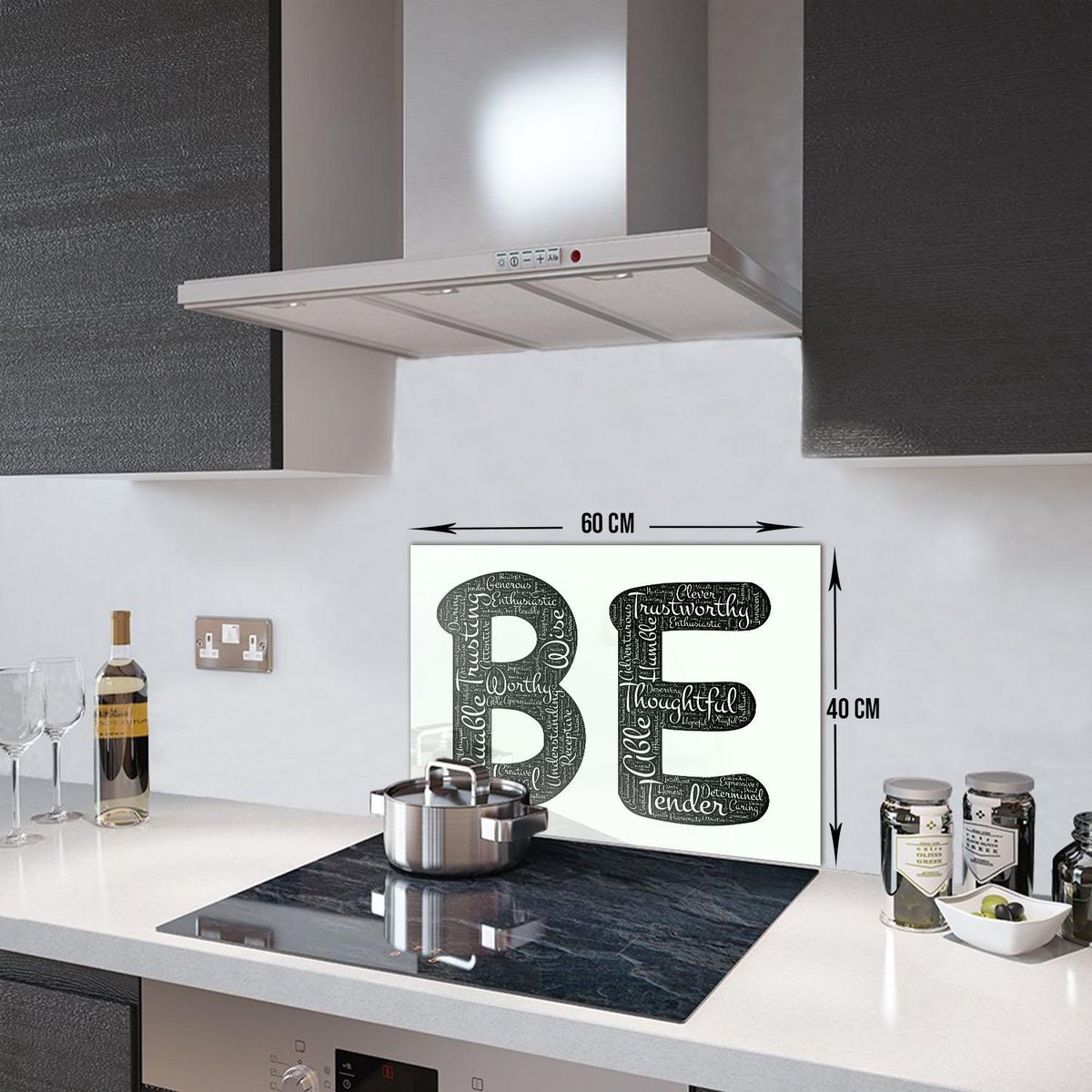 Being Patroon Tempered Glas Spatbescherming Voor Achter de Kookplaat 40cm x 60cm