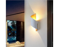 Merkloos Moderne Wandlamp - Voor binnen of buiten - LED - wit en goudkleurig
