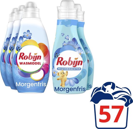 Détergent et assouplissant Robijn Morgenfris - 57 lavages - Emballage avantageux