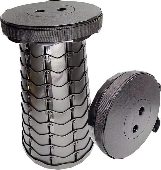 SNZ Vouwkruk, campingkruk, opvouwbaar, stabiel, draagbaar, kleine kruk, inklapbaar met opbergzak voor outdooractiviteiten, voor reizen, wandelen, tuin, vissen, barbecueën, strand (zwart