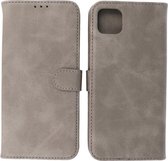 Samsung Galaxy A22 5G Hoesje - Book Case Telefoonhoesje - Kaarthouder Portemonnee Hoesje - Wallet Cases - Geschikt voor Samsung Galaxy A22 5G - Grijs
