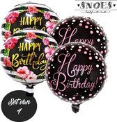 Happy Birthday * Set van 4 Ballonnen * Tropisch * Hawai * Black & Gold * Pink* Verjaardag ballon set * Gelukkige verjaardag * Gefeliciteerd