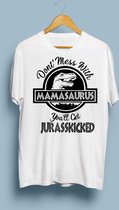 Bedrukt T-Shirt (wit) - Mamasaurus