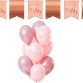 Elegant Lush 18 Jaar | Slingers | Ballonnen | 18 | Roze | Roségoud | Happy Birthday | Verjaardag | Decoratie Set | Versiering | Feestje
