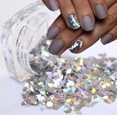 Holografische nail glitter – 3D vorm – ruit – silver