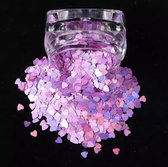Holografische nail glitter - hart vorm - pink