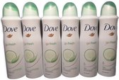 Dove Go Fresh - Deodorant - 48 HR - 0% alcohol - Anti Transpirant - Komkommer & Groene Thee - Voordeelverpakking 6 x 150 ml