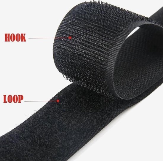 Serre- câbles Fermetures velcro 20 mm de large et 10 mètres de long (5 m rouge et 5 m noir) - organisateur de câble op rol