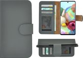 Geschikt voor Samsung Galaxy A72 Hoesje Leder - Bookcase - Samsung A72 Wallet Book Case Echt Leer Grijs Cover