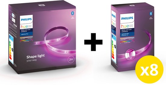 Philips Hue Lightstrip Plus 10m White and Color Ambiance - 10 Meter Led Strip - Verlengbaar - Wit en Gekleurd Licht - Dimbaar - Werkt met Alexa en Google Home