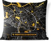 Tuinkussen - Stadskaart - 's-Hertogenbosch - Goud - Zwart - 40x40 cm - Weerbestendig - Plattegrond