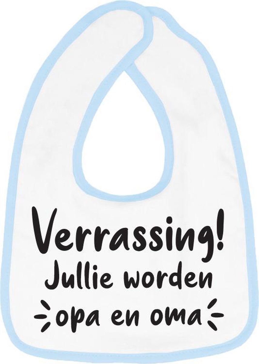 Goedkoopste Hospitrix Slabbetje met tekst Verrassing! Jullie worden opa en oma Blauw - Cadeau Zwangerschap - Baby Kwijldoek - Kwijllap - Morslap - Bavette - Bekendmaking - Aankondiging - Aanstaande Moeder - Moederdag