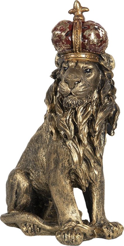 Leeuw - Dierenbeeld - Tuinbeeld - Beeldje - Beeld - Goud - Brons - 38 cm hoog