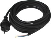 Rubberen aansluitkabel, 5 m h05rn-f 2 x 1,0, zwart, IP44 commercieel, bouwplaats