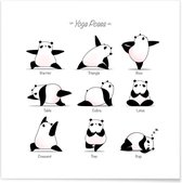 JUNIQE - Poster Yoga Panda Ii -30x30 /Wit & Zwart