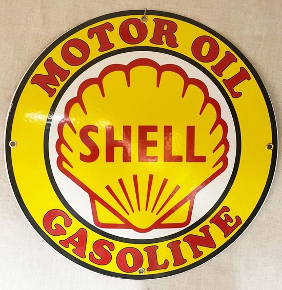 Shell Motor Oil Gasoline Plaque en étain ronde 30 cm
