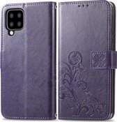 Samsung Galaxy A22 5G Hoesje - Mobigear - Clover Serie - Kunstlederen Bookcase - Paars - Hoesje Geschikt Voor Samsung Galaxy A22 5G