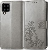 Samsung Galaxy A22 5G Hoesje - Mobigear - Clover Serie - Kunstlederen Bookcase - Grijs - Hoesje Geschikt Voor Samsung Galaxy A22 5G