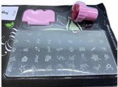 NAIL ART STAMP - NAGEL SJABLOON - NAGEL STEMPEL SET - 45 FIGUURTJES - 1 SCHRAPER - 1 STEMPELKUSSEN - TO-09