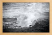 JUNIQE - Poster met houten lijst Indonesia Surf -60x90 /Wit & Zwart