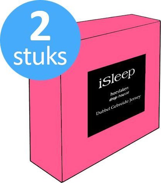 iSleep Dubbel Jersey Hoeslaken Voordeelset (2 Stuks) - Eenpersoons - 80/90x200 cm - Roze