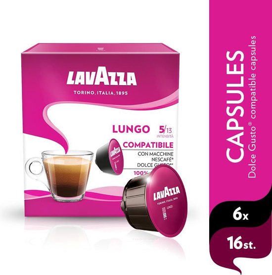 klant Turbine Clan Lavazza Espresso Lungo Capsules - Geschikt voor Dolce Gusto Apparaat - 6 x  16 stuks | bol.com
