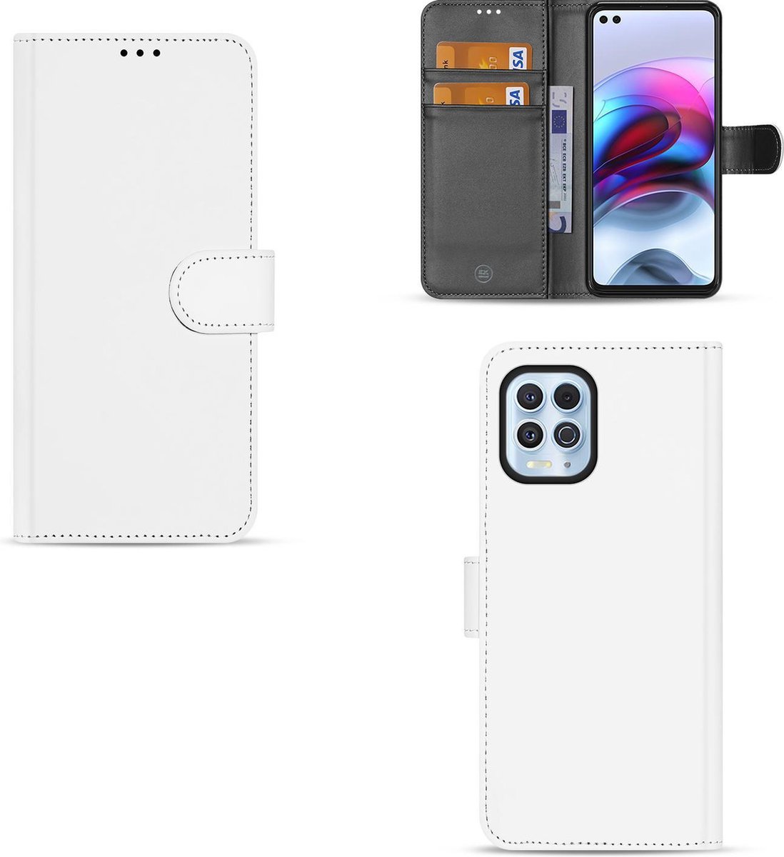 Motorola Moto G100 Book Case Wit met Pasjeshouder