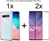 Samsung S10 Plus Hoesje - Samsung Galaxy S10 Plus hoesje shock proof case hoes hoesjes cover transparant - Full Cover - 2x Samsung S10 Plus screenprotector