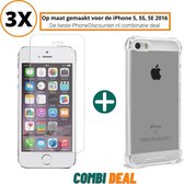 iphone 5 anti shock case | iPhone 5 A1429 hoesje siliconen | iPhone 5 anti shock hoes transparant | beschermhoes iphone 5 apple | iPhone 5 hoes cover hoes + 3x iPhone 5 gehard glas