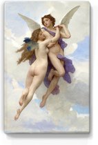 Eros en Psyche - William Adolphe Bouguereau - 19,5 x 30 cm - Niet van echt te onderscheiden schilderijtje op hout - Mooier dan een print op canvas - Laqueprint.
