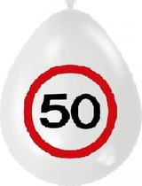 Ballonnen 50 jaar verkeersbord - 12 inch -neck up - per 6 stuks.