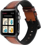Geschikt voor Apple Watch bandje 38 / 40 / 41 mm - Series 1 2 3 4 5 6 7 SE - Smartwatch iWatch horloge band - 38mm 40mm 41mm - Fungus - PU Leer - Donkerbruin - Retro