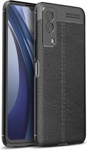 Voor vivo Y53s Litchi-textuur TPU schokbestendig hoesje (zwart)